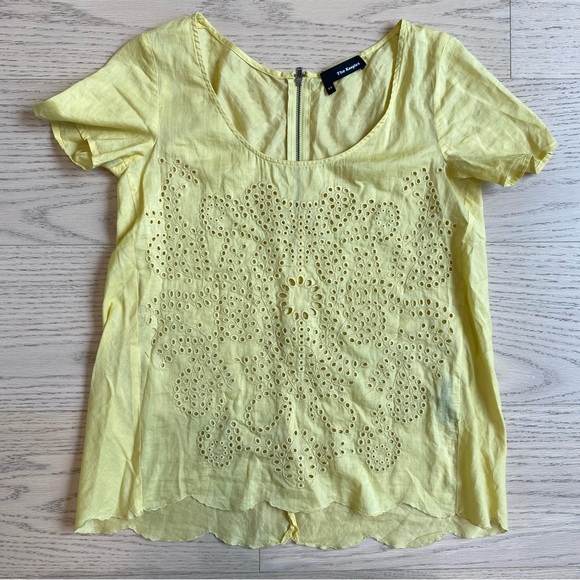 THE KOOPLES Pale Yellow Eyelet Blouse, Country Prairie, 100% Cotton, Summer, XS - Picture 5 of 10